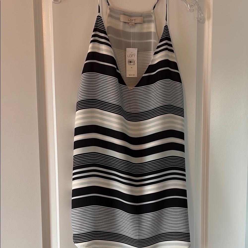 LOFT Black and White Striped Top